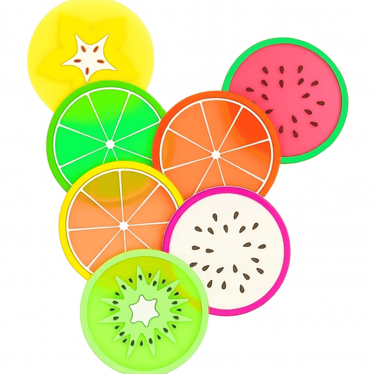Unbranded 7pc Silicone Fruit Coaster Silicone Tea Coffee Cup Drink Holder Mat Placemat Pad
