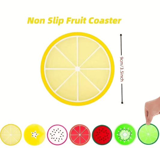 Unbranded 7pc Silicone Fruit Coaster Silicone Tea Coffee Cup Drink Holder Mat Placemat Pad