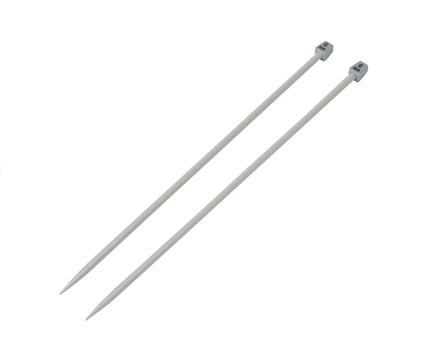 Unbranded Aluminium Knitting needles 30cm sizes 6 mm set of 2 grey wool knit
