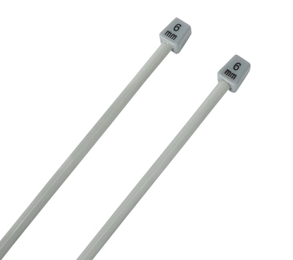 Unbranded Aluminium Knitting needles 30cm sizes 6 mm set of 2 grey wool knit