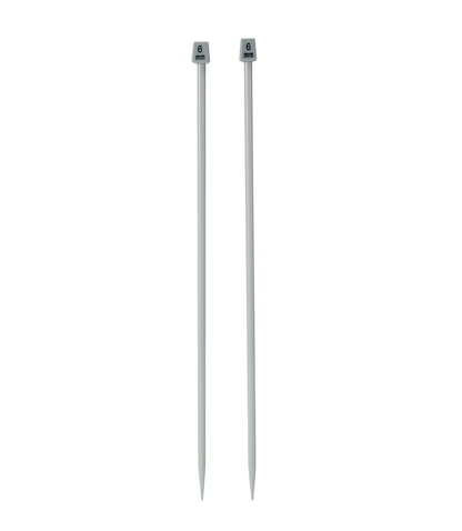 Unbranded Aluminium Knitting needles 30cm sizes 6 mm set of 2 grey wool knit