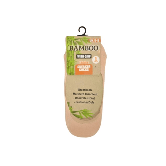 Unbranded Beige 1 Pair Bamboo Ladies Invisible Sneakers Socks Footsies Low Cut Size 5-8 Grip