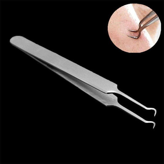 Unbranded Bend Curved Facial Extractor Blackhead Acne Blemish Remover Tweezers Needle Tool