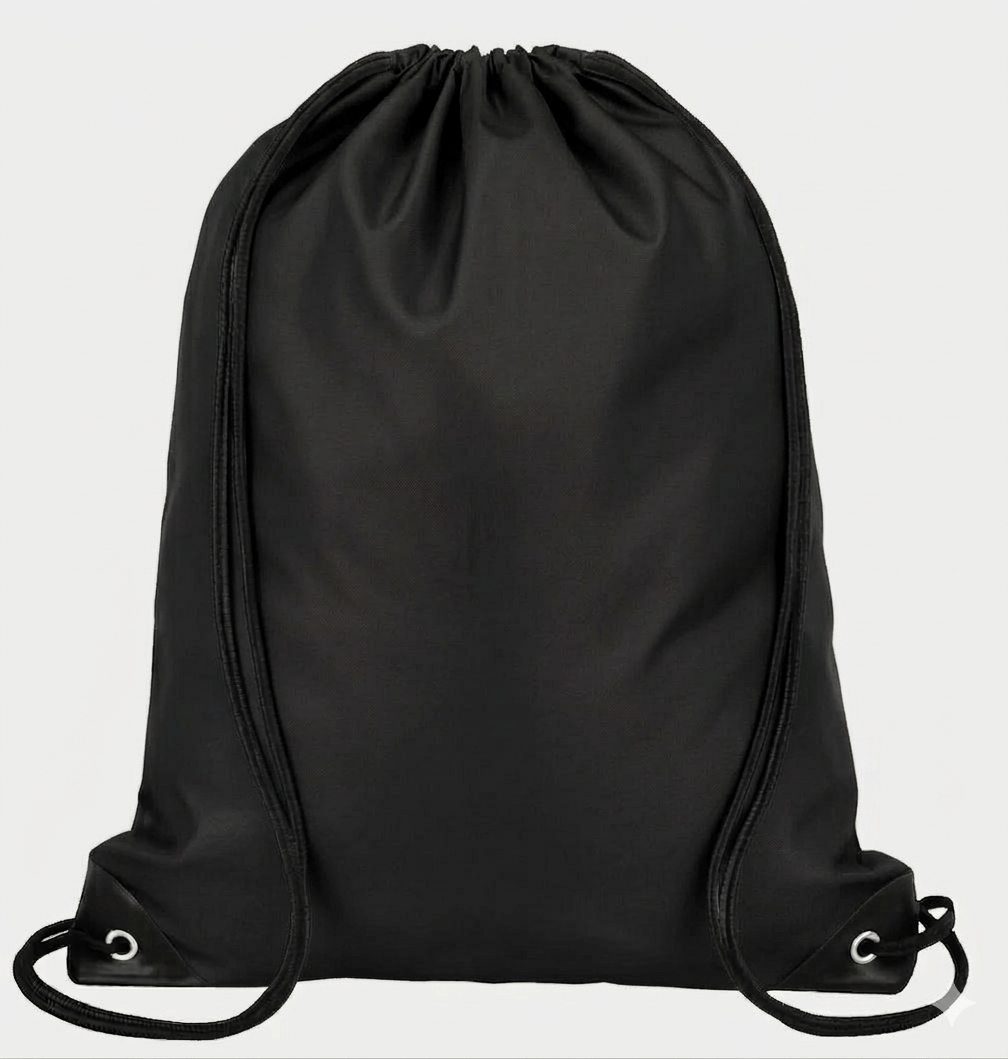 Unbranded Black Drawstring Backpack Sports Travel Beach 35cm x 42cm Swimming Shoe Bag