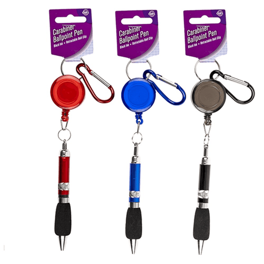 Unbranded Black Ink Pen Ballpoint Writing Carabiner Retractable Belt Clip School Office