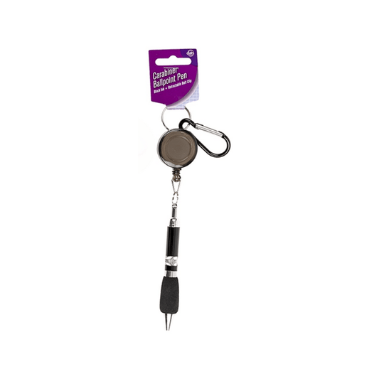 Unbranded Black Ink Pen Ballpoint Writing Carabiner Retractable Belt Clip School Office