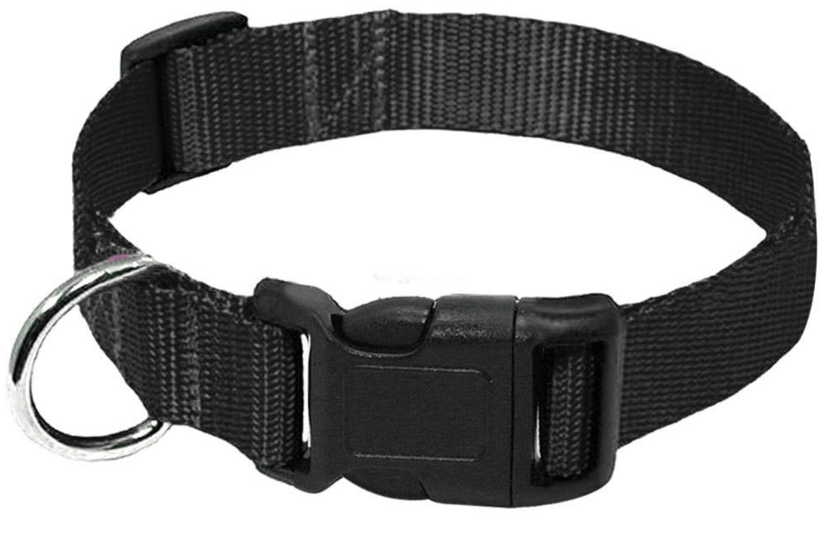 Unbranded Black Nylon Webbing Dog Collar Clip Buckle Pet Collar for Large Dogs Adjustable Black