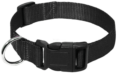 Unbranded Black Nylon Webbing Dog Collar Clip Buckle Pet Collar for Large Dogs Adjustable Black