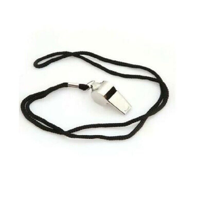 Unbranded Black Whistle Sports Referee Emergency Survival Metal Lanyard Match P.E Soccer Outdoor