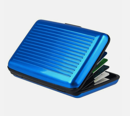 Unbranded Blue Aluminum Metal Waterproof Box Case Business Credit Card Holder Wallet RFID