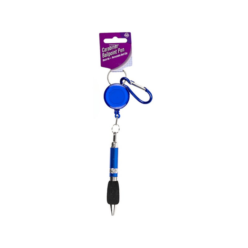 Unbranded Blue Black Ink Pen Ballpoint Writing Carabiner Retractable Belt Clip School Office