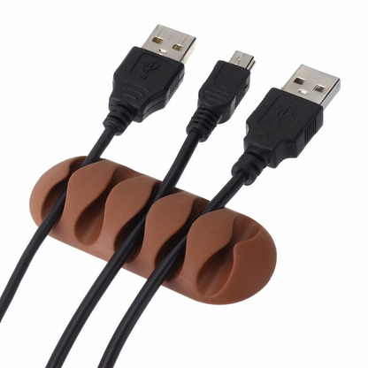 Unbranded Brown Cable Reel Wire Organizer Desktop Clips Cord Management Headphone Wire Holder