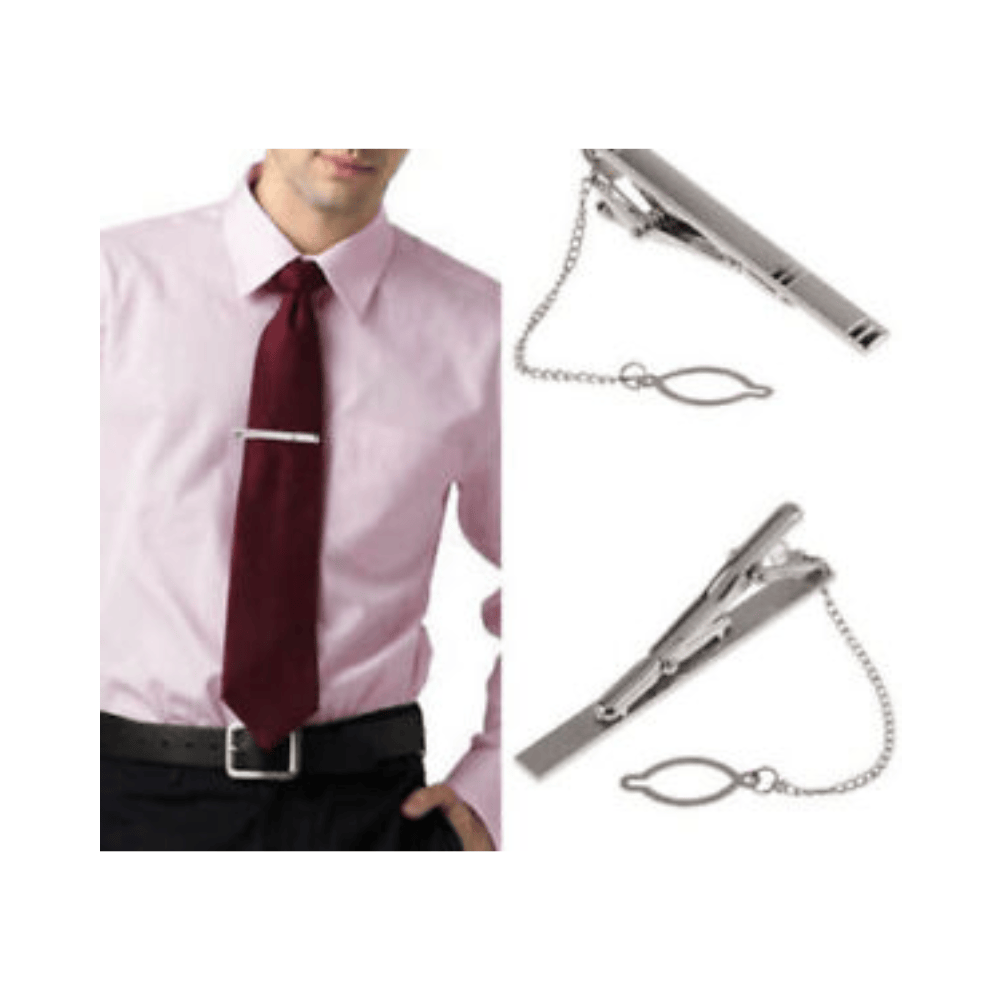 Unbranded Clamp Pin Clasp Men Silver Tone Tie Bar Simple Wedding Gift Metal Clip Necktie