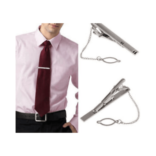 Unbranded Clamp Pin Clasp Men Silver Tone Tie Bar Simple Wedding Gift Metal Clip Necktie