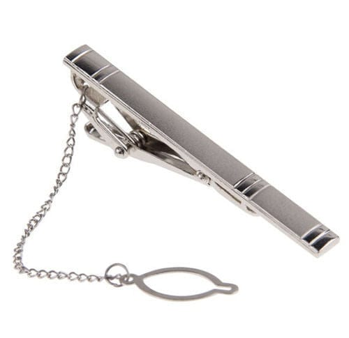Unbranded Clamp Pin Clasp Men Silver Tone Tie Bar Simple Wedding Gift Metal Clip Necktie