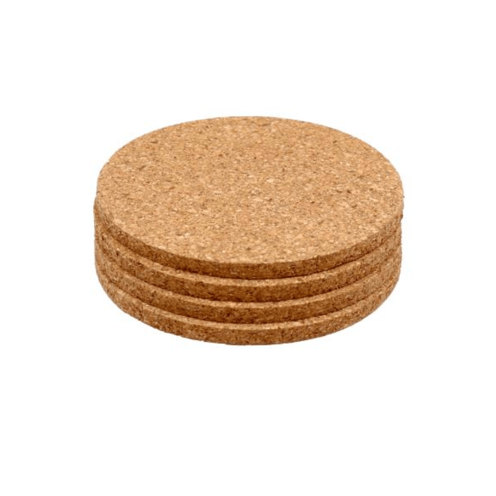 Unbranded Cork coaster 4x Cork Style Coasters Round Holder Cup Drink Table Glass Coffee 9CMx9CMx0.5CM