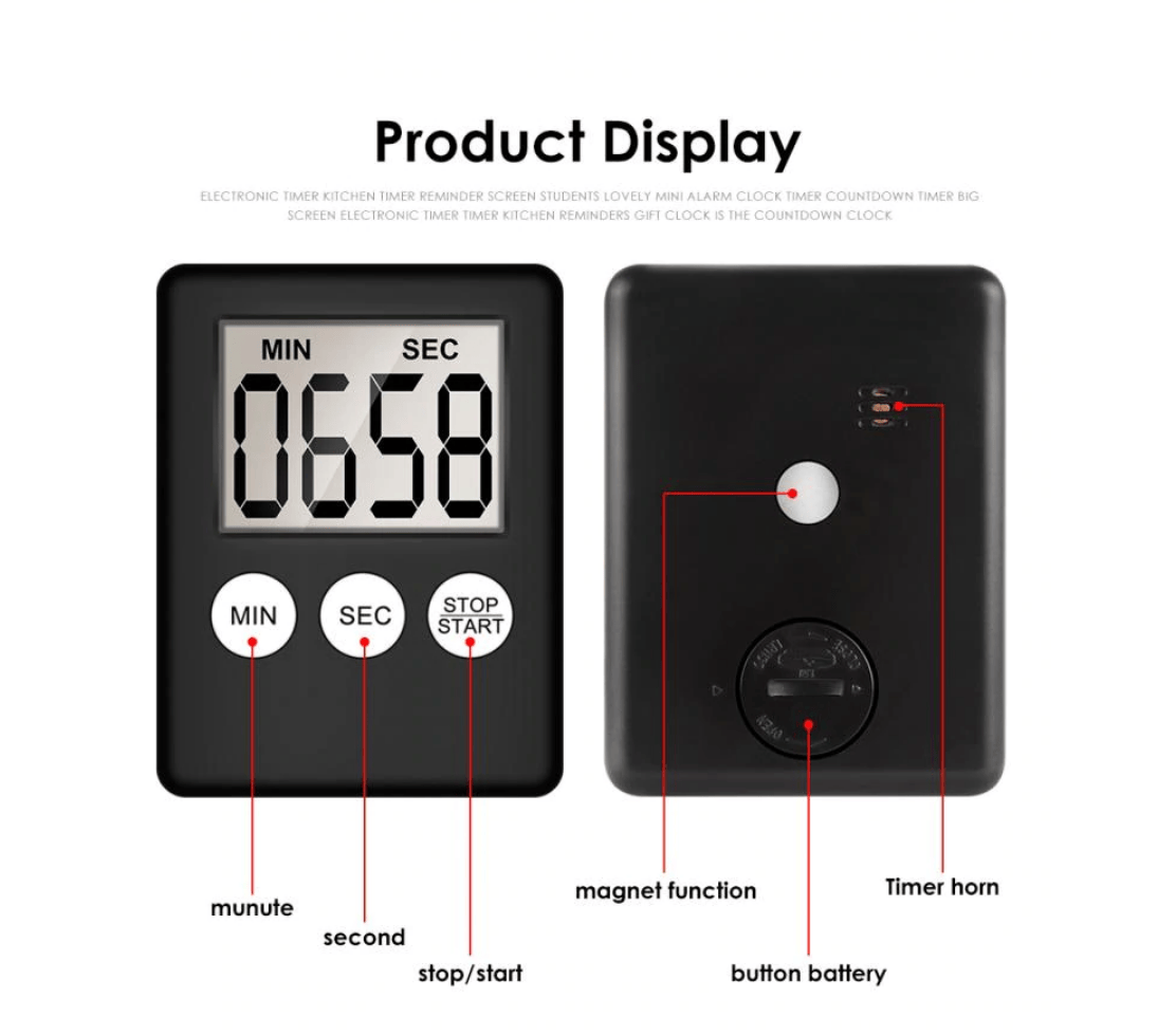 Unbranded Digital LCD Large Magnetic Kitchen Time Counter Cooking Alarm Gym Timer