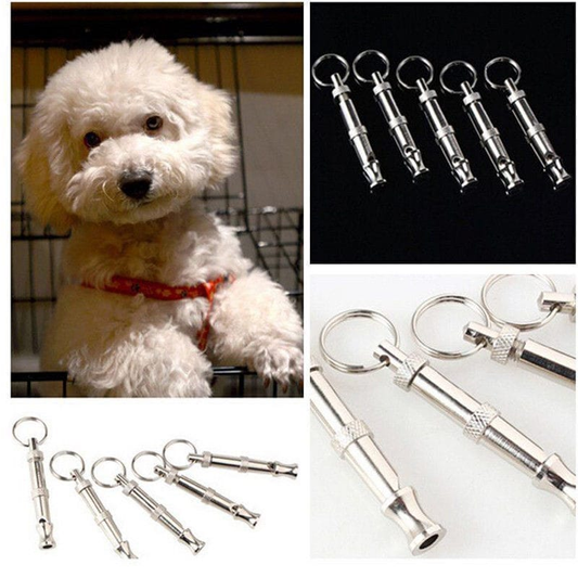 Unbranded Dog Puppy Pet Training Whistle Ultrasonic Keyring Metal Adjustable Sound