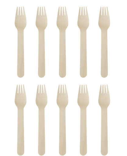 Unbranded Fork 10 Pack Disposable Wooden Knive Eco-friendly Compostable Camping Catering Party