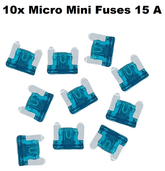Unbranded Fuses 10x 15AMP Micro Mini Car Fuse Blade Truck Auto 15A Automotive Low Profile Fuses