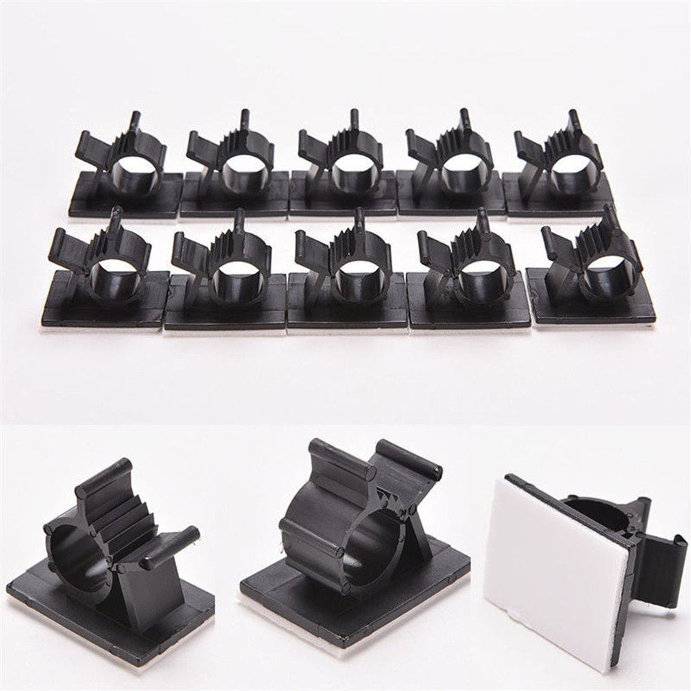 Unbranded/Generic 10x Cable Clips Adhesive Cord Black Management Wire Holder Organizer Clamp
