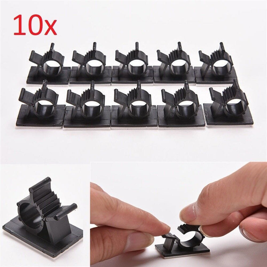 Unbranded/Generic 10x Cable Clips Adhesive Cord Black Management Wire Holder Organizer Clamp