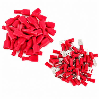 Unbranded/Generic 50PC Electrical Wire Connector Insulated Crimp Terminals Spade Red Assorted Set