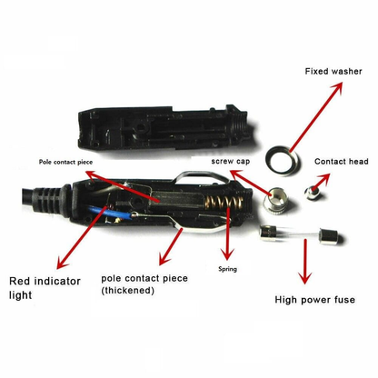 Unbranded/Generic 5x Car Truck Cigarette Lighter Socket Plug Connector with Fuse Red LED 12V Male