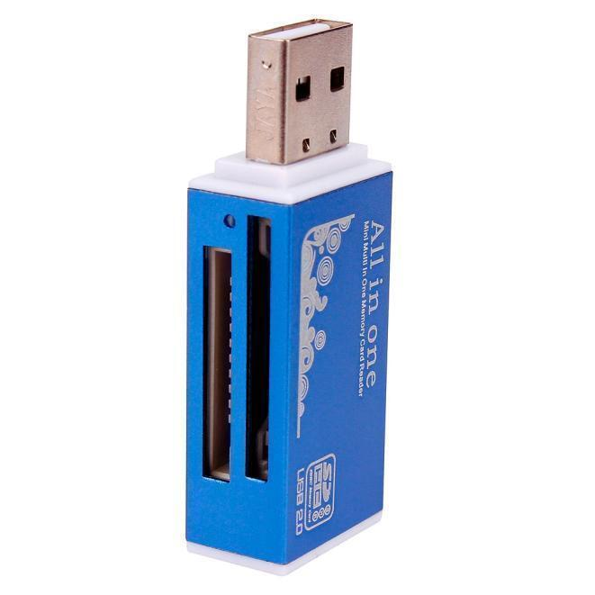 Unbranded/Generic Blue USB 2.0 All in 1 Multi Memory Card Reader For Micro SD SDHC TF M2 MMC