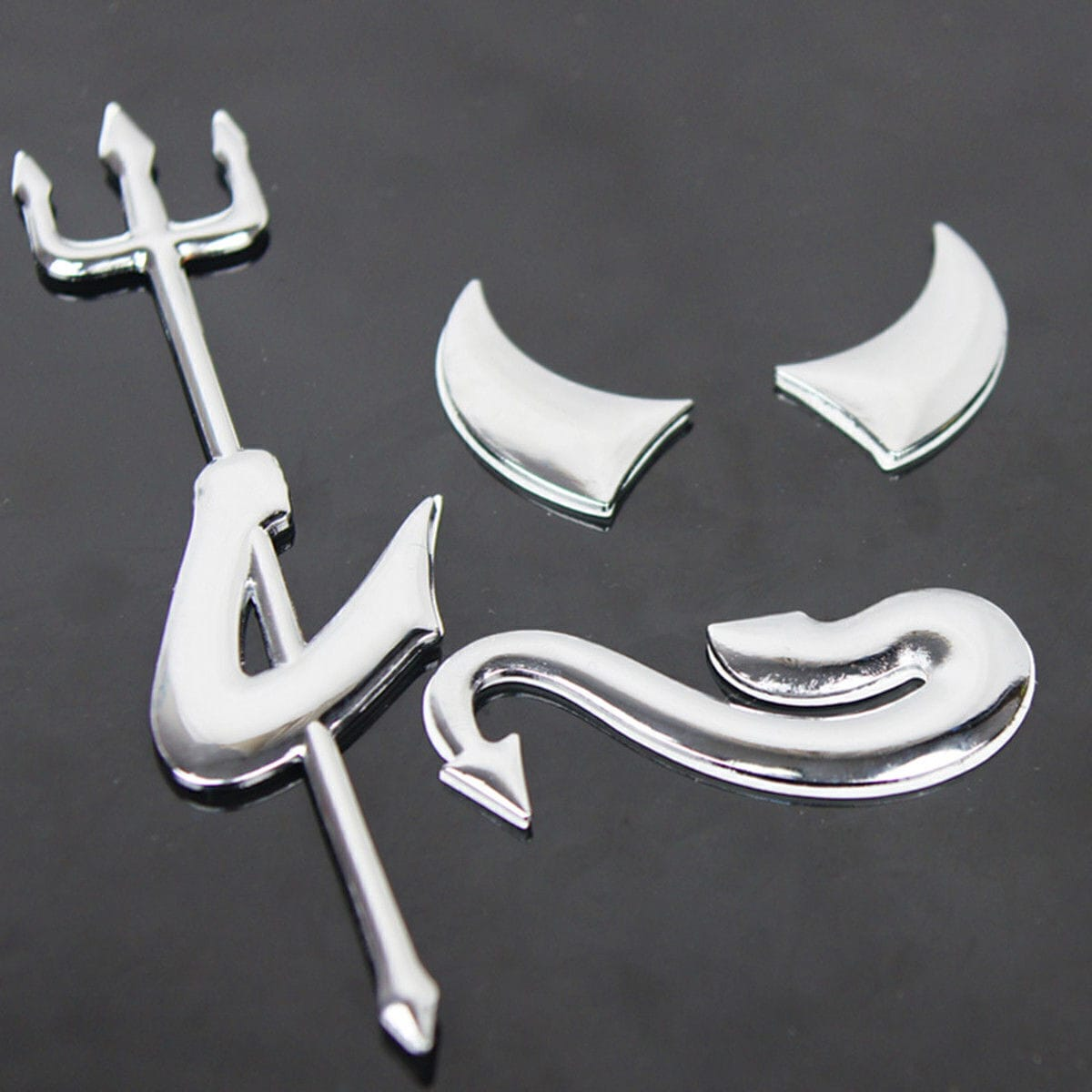 Unbranded/Generic Car Auto Emblem Silver 3D Fork Devil Demon Logo Graphics Decal Car Stickers
