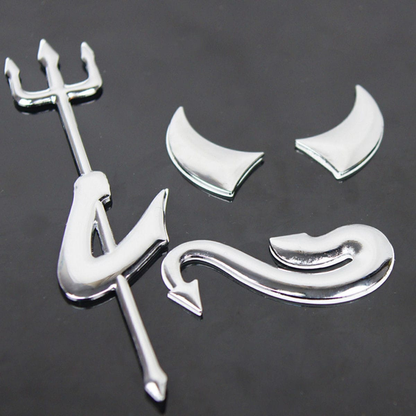 Unbranded/Generic Car Auto Emblem Silver 3D Fork Devil Demon Logo Graphics Decal Car Stickers