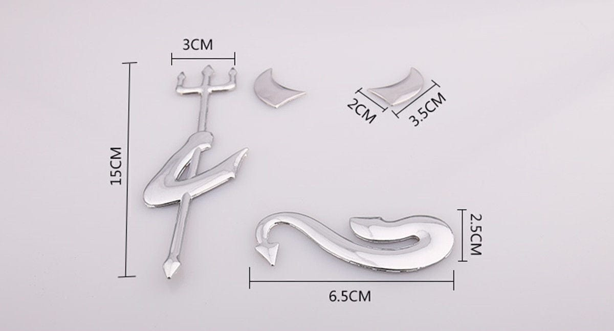 Unbranded/Generic Car Auto Emblem Silver 3D Fork Devil Demon Logo Graphics Decal Car Stickers