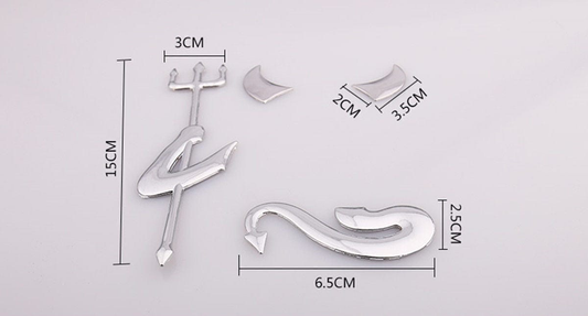 Unbranded/Generic Car Auto Emblem Silver 3D Fork Devil Demon Logo Graphics Decal Car Stickers