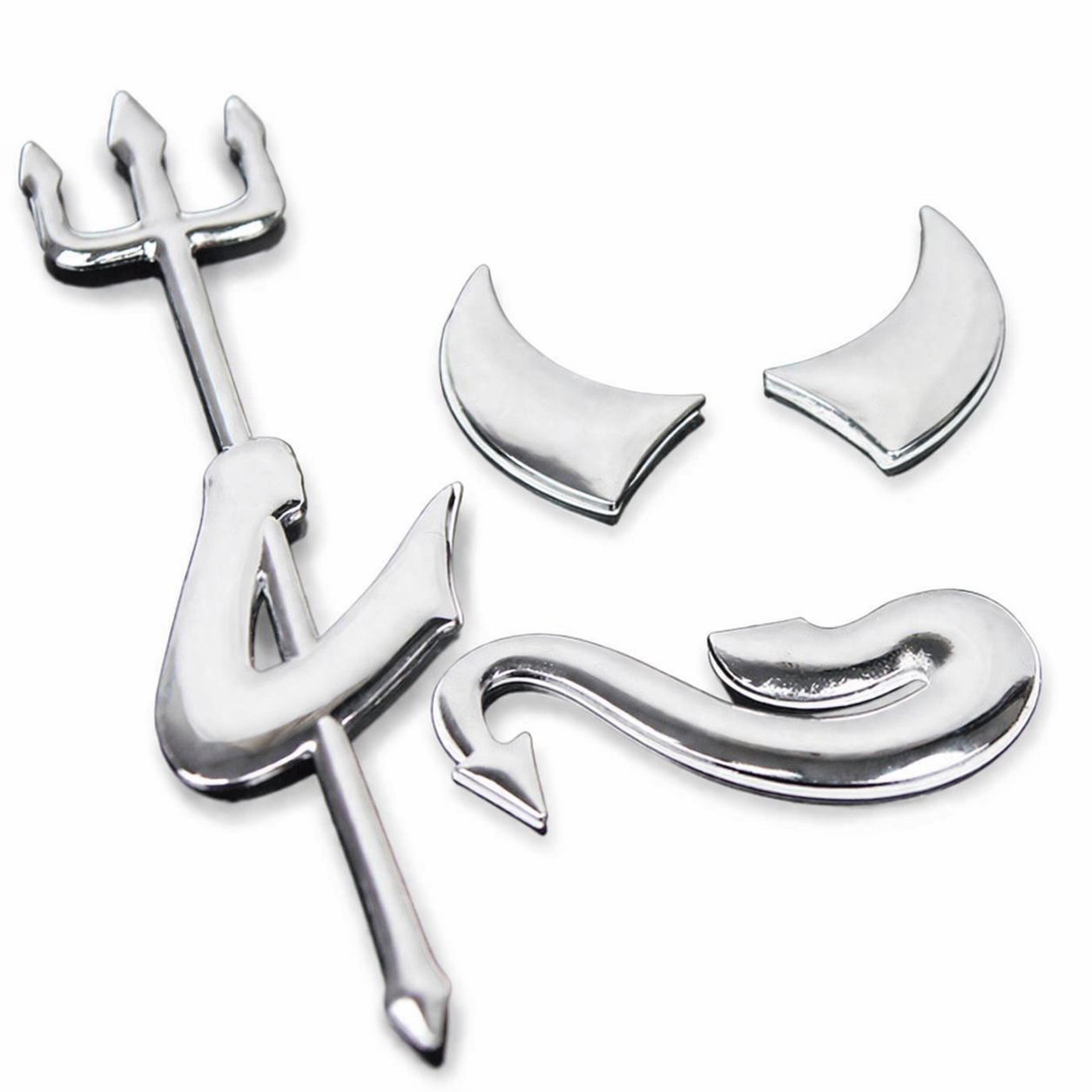 Unbranded/Generic Decal Car Auto Emblem Silver 3D Fork Devil Demon Logo Graphics Decal Car Stickers