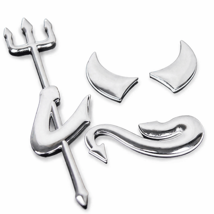 Unbranded/Generic Decal Car Auto Emblem Silver 3D Fork Devil Demon Logo Graphics Decal Car Stickers