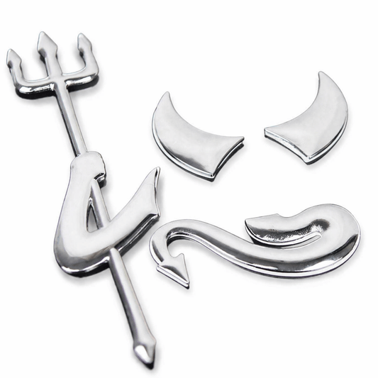 Unbranded/Generic Decal Car Auto Emblem Silver 3D Fork Devil Demon Logo Graphics Decal Car Stickers