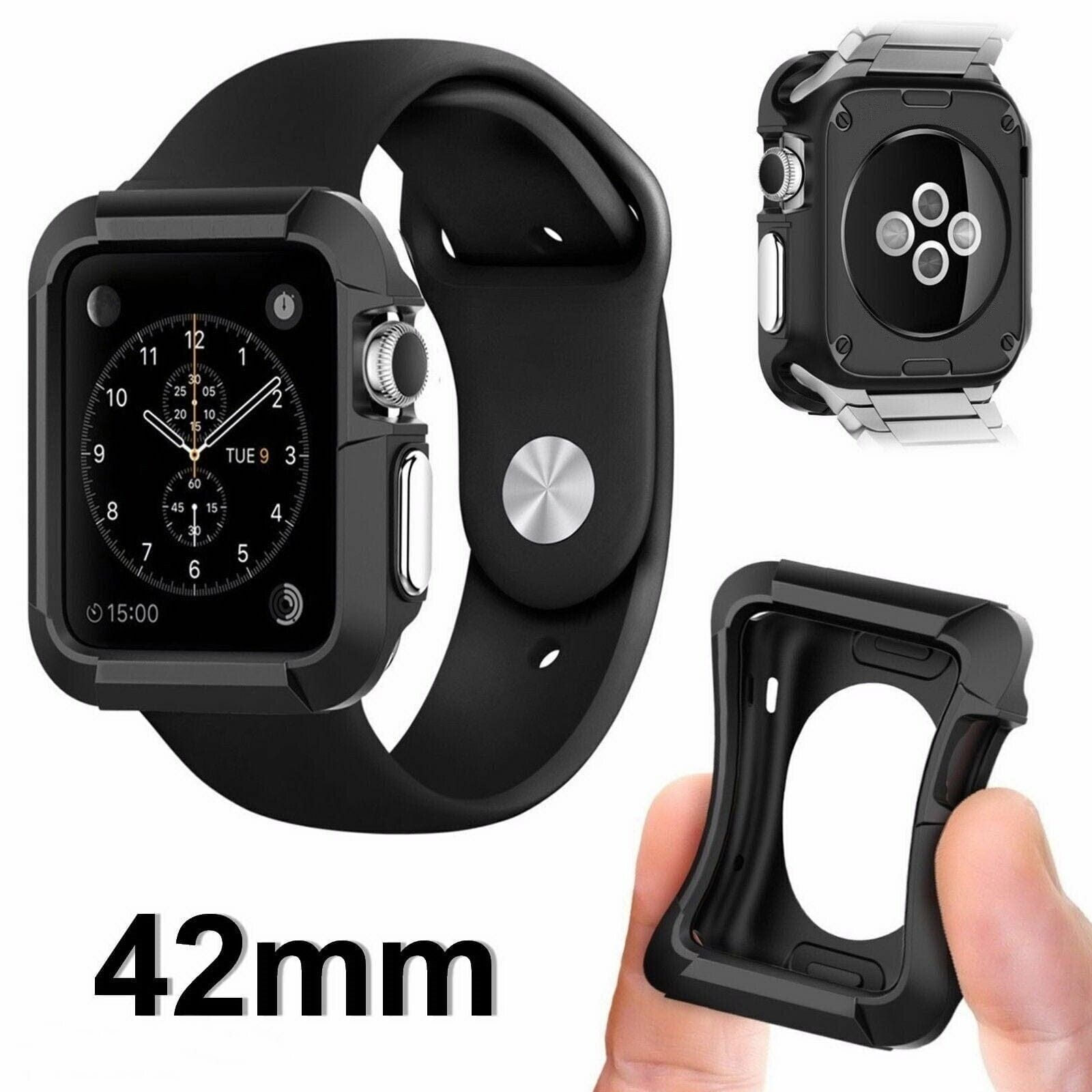 Unbranded/Generic Fashion Protective Case Cover iWatch 1 2 3 Apple Bumper Protector Black 42mm