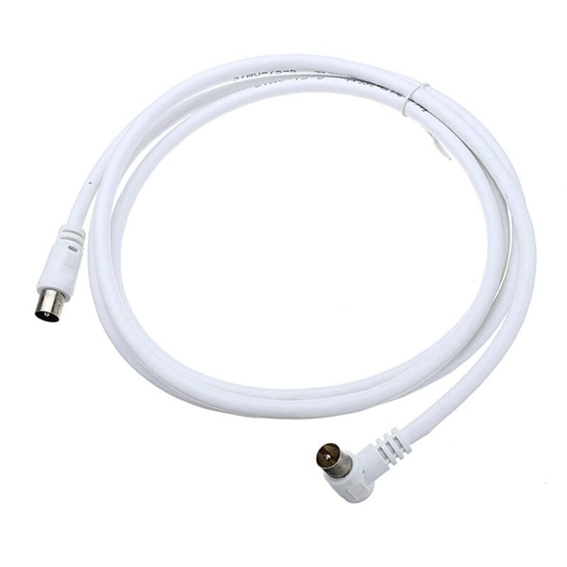 Unbranded/Generic Right Angle Plug White TV Antenna Cable Flylead Cord Coax Lead PAL Male 1.5M