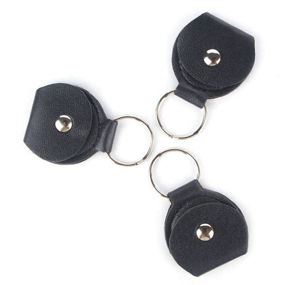 Unbranded Guitar Picks Holder Case Keychain Black Leather Plectrum Case Bag