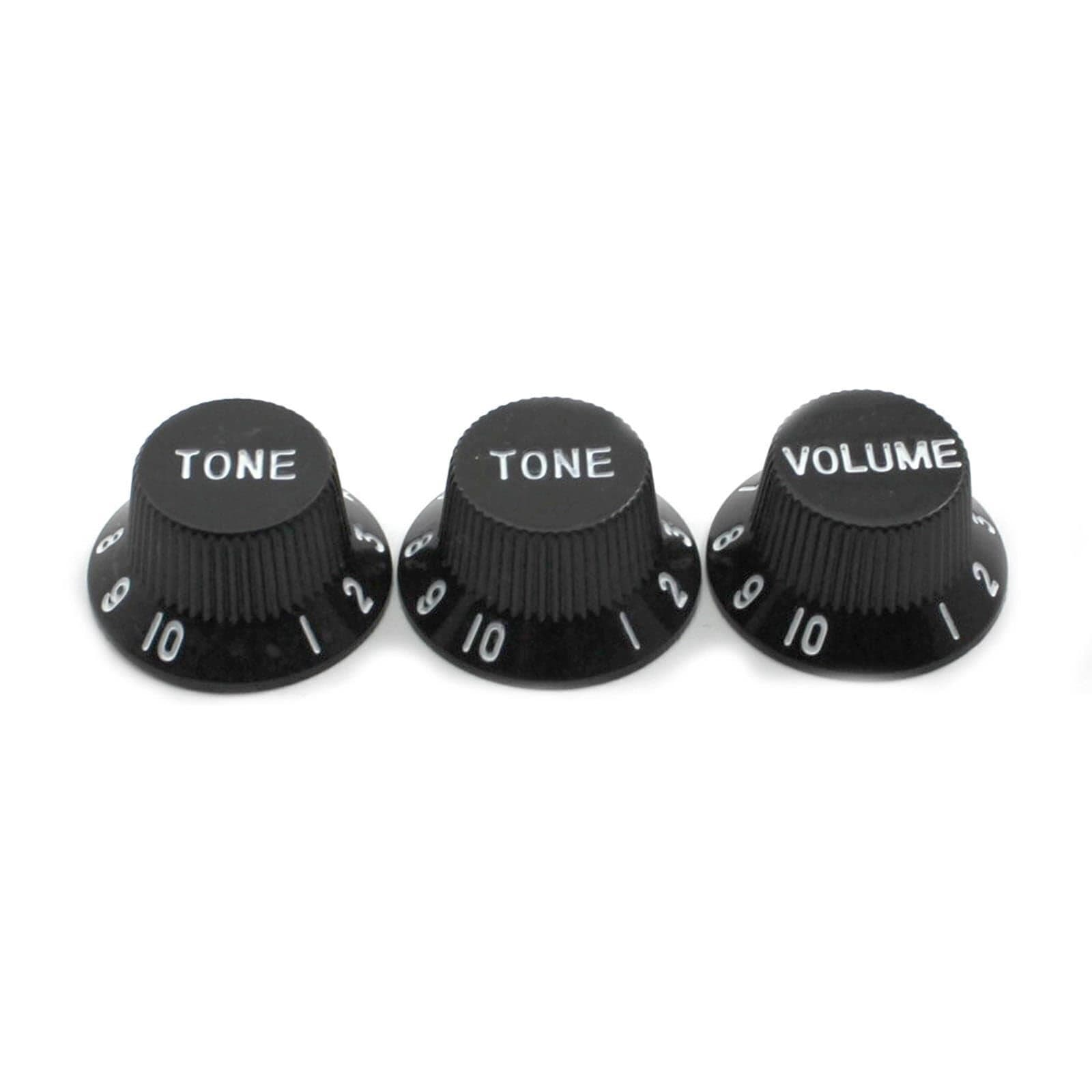 Unbranded Guitars Strat Knob 1-Volume 2-Tone Control Knobs For Fender Stratocaster Black