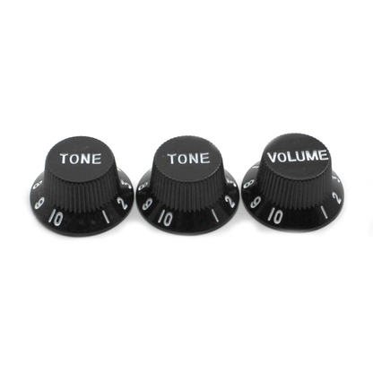 Unbranded Guitars Strat Knob 1-Volume 2-Tone Control Knobs For Fender Stratocaster Black