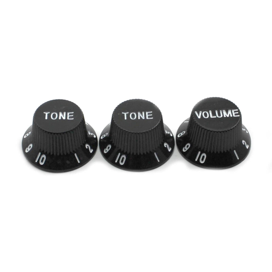 Unbranded Guitars Strat Knob 1-Volume 2-Tone Control Knobs For Fender Stratocaster Black