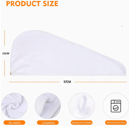 Unbranded Hair wrap towel Hair Towel Microfiber Wrap Quick Dry Cap Turban Bath Beauty Twist Care White