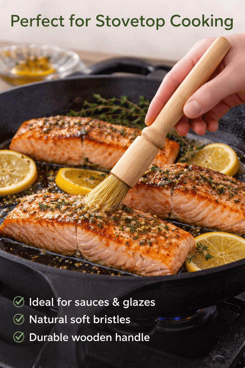 Unbranded Home & Garden > BBQ > BBQs & Accessories 18.5cm Brush Marinating Wood Handle Basting BBQ Grill Food Cooking Marinade