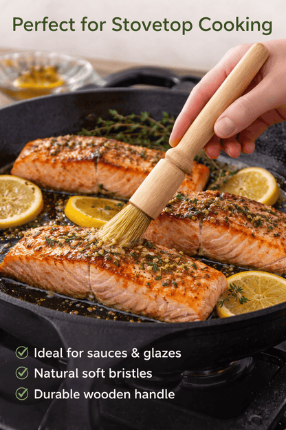 Unbranded Home & Garden > BBQ > BBQs & Accessories 18.5cm Brush Marinating Wood Handle Basting BBQ Grill Food Cooking Marinade