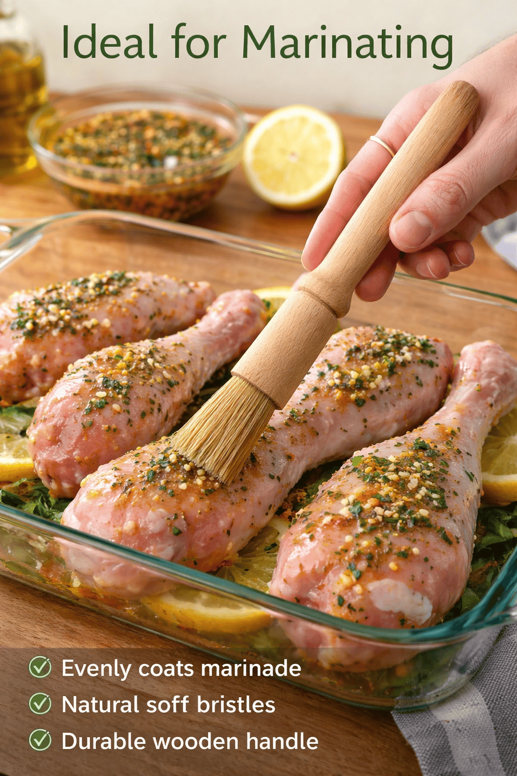 Unbranded Home & Garden > BBQ > BBQs & Accessories 18.5cm Brush Marinating Wood Handle Basting BBQ Grill Food Cooking Marinade