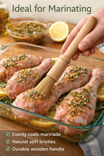 Unbranded Home & Garden > BBQ > BBQs & Accessories 18.5cm Brush Marinating Wood Handle Basting BBQ Grill Food Cooking Marinade