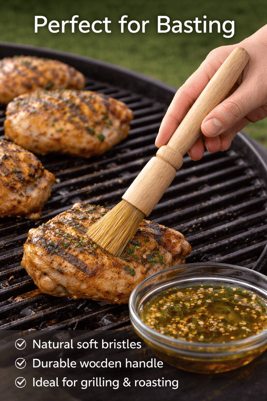 Unbranded Home & Garden > BBQ > BBQs & Accessories 18.5cm Brush Marinating Wood Handle Basting BBQ Grill Food Cooking Marinade