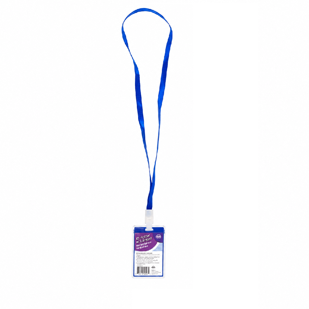 Unbranded ID Card holder Vertical Plastic ID Card Holder Pouch Clear PVC With Lanyard Work Badge Lock Blu