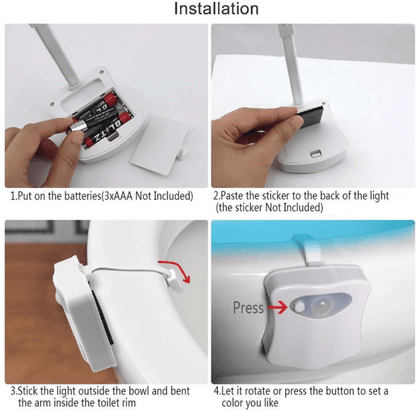 Unbranded LED Bowl Body Sensing Motion Activated Bathroom Toilet Night Light 8 Colors Lamp